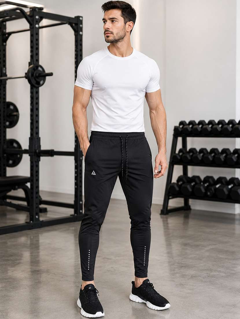 men printed mid rise full length track pant