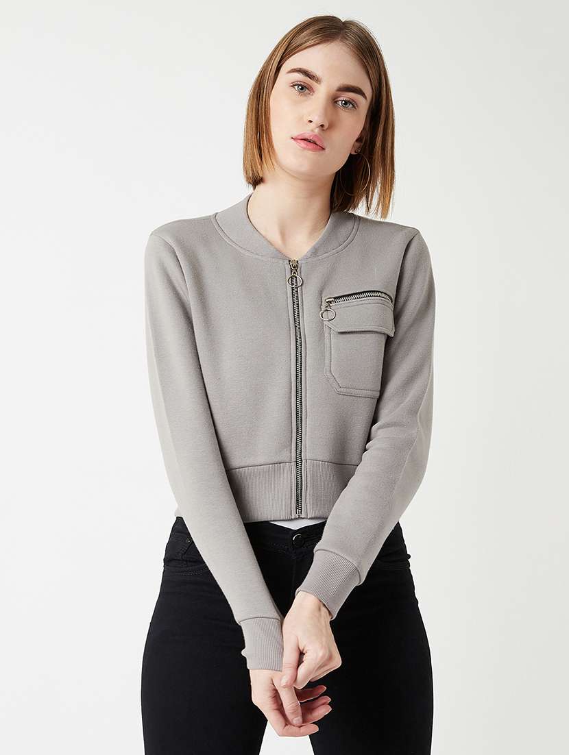 women solid long sleeves regular jacket