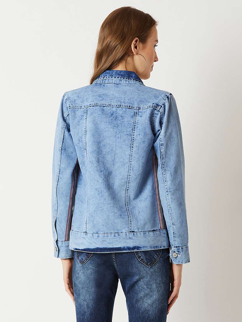 Women Solid Long Sleeves Denim Jacket - 22719316 -  Standard Image - 3