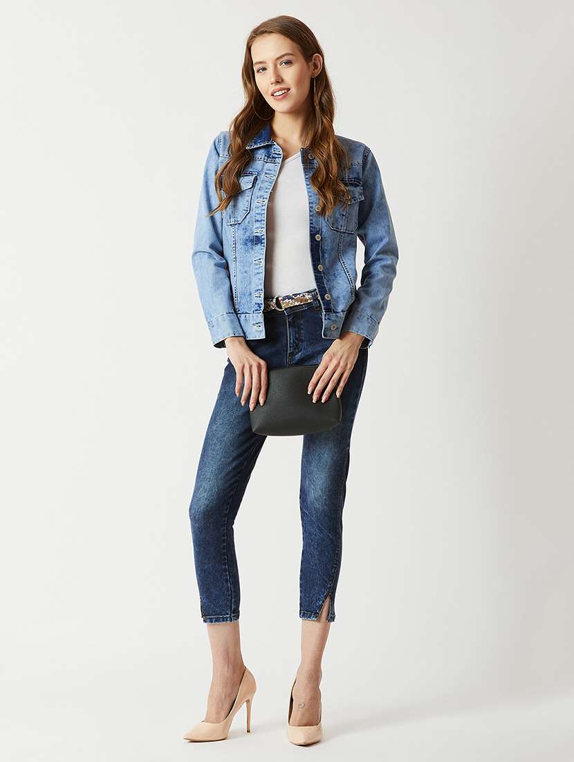 Women Solid Long Sleeves Denim Jacket - 22719316 -  Standard Image - 5