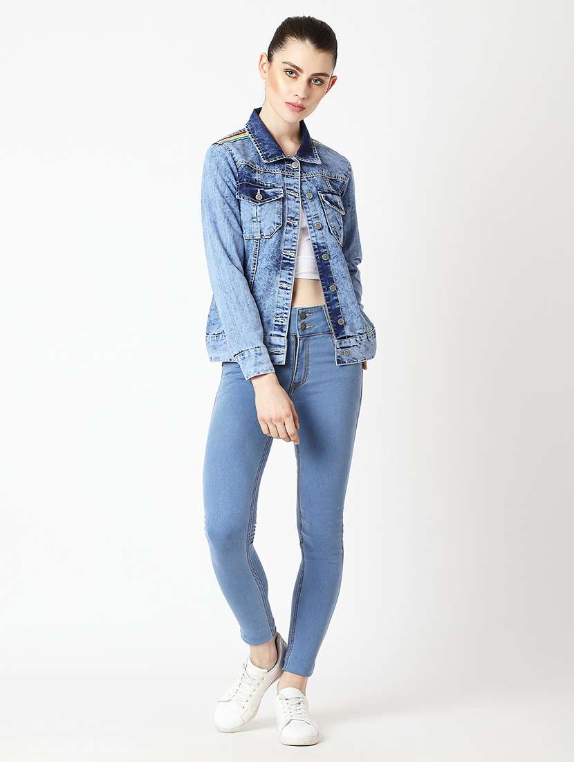 Women Solid Long Sleeves Denim Jacket - 22719322 -  Standard Image - 5