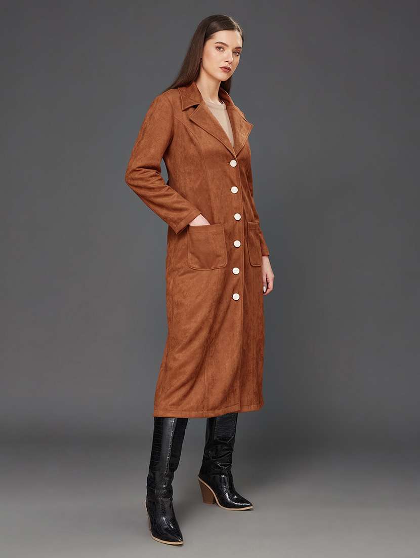 Women Solid Long Sleeves Trench Coat - 22719342 -  Standard Image - 3