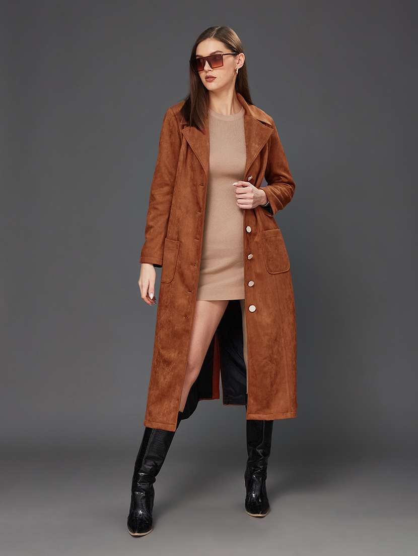 Women Solid Long Sleeves Trench Coat - 22719342 -  Standard Image - 5