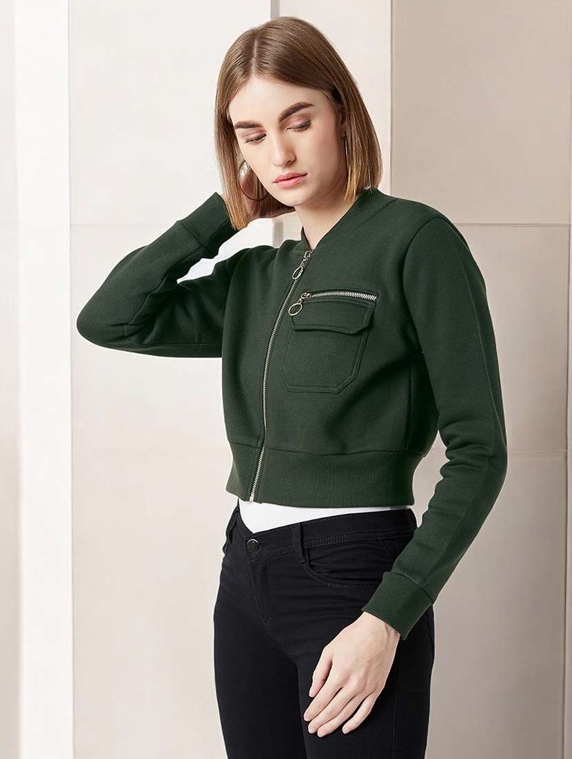 women solid long sleeves regular jacket