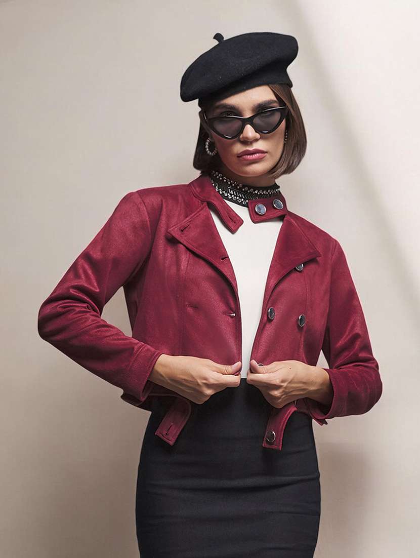 women solid long sleeves regular coat