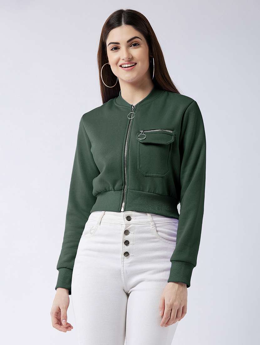 women solid long sleeves regular jacket