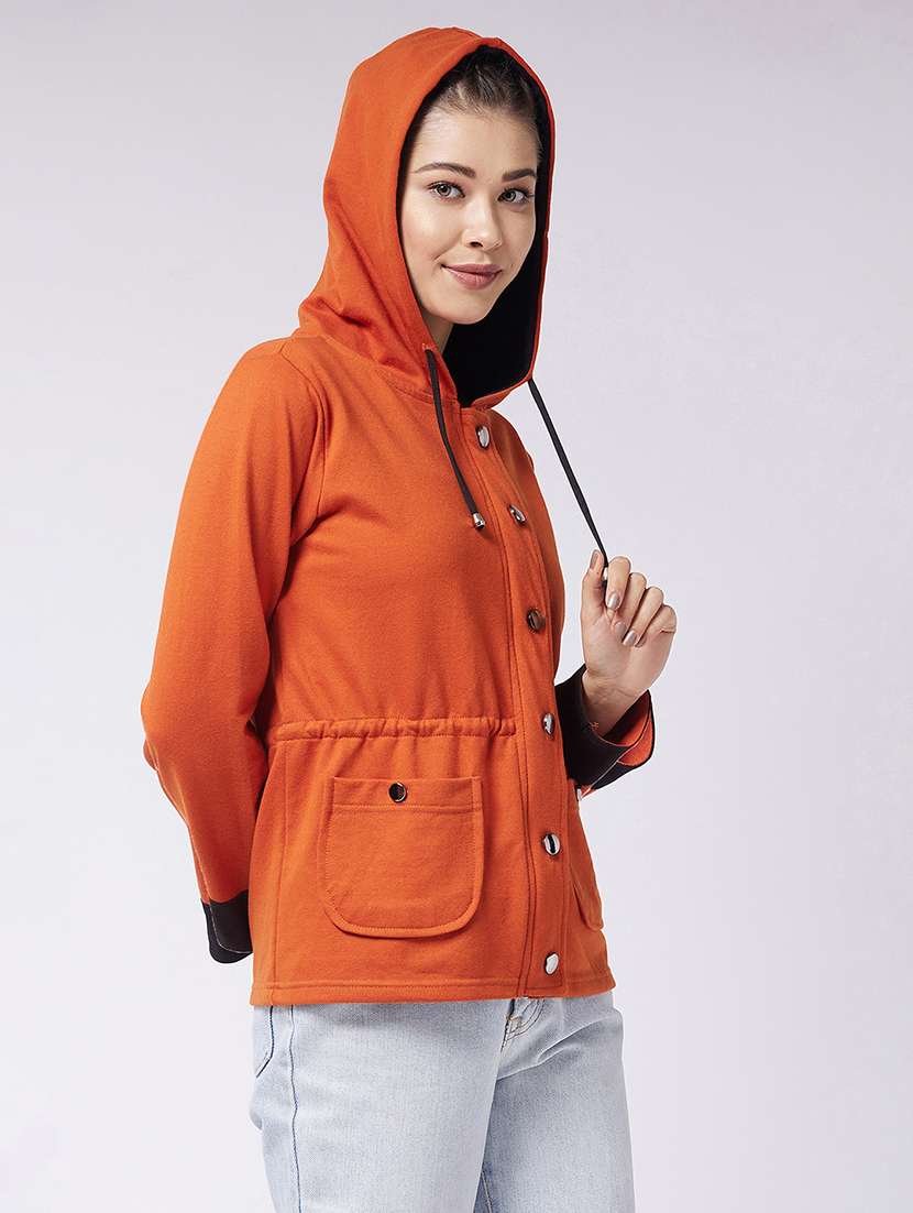 Women Solid Long Sleeves Hooded Parka Jacket - 22719403 -  Standard Image - 3