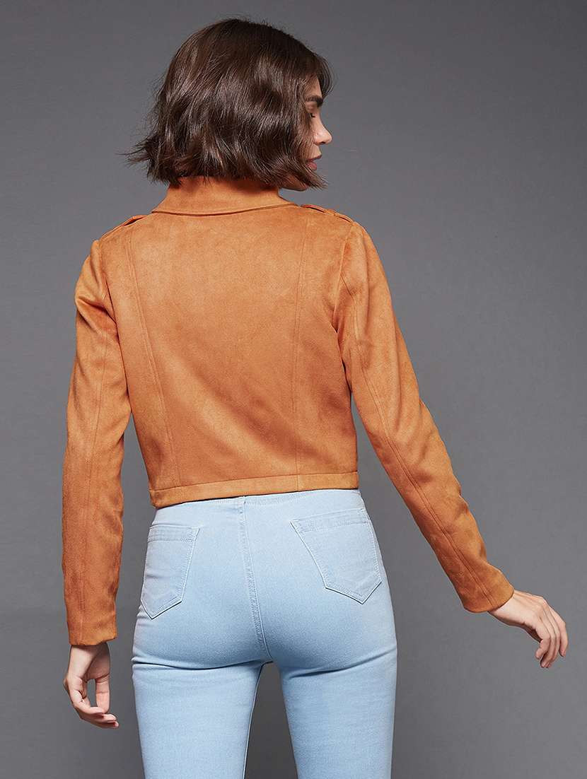 Women Solid Long Sleeves Biker Jacket - 22719408 -  Standard Image - 3