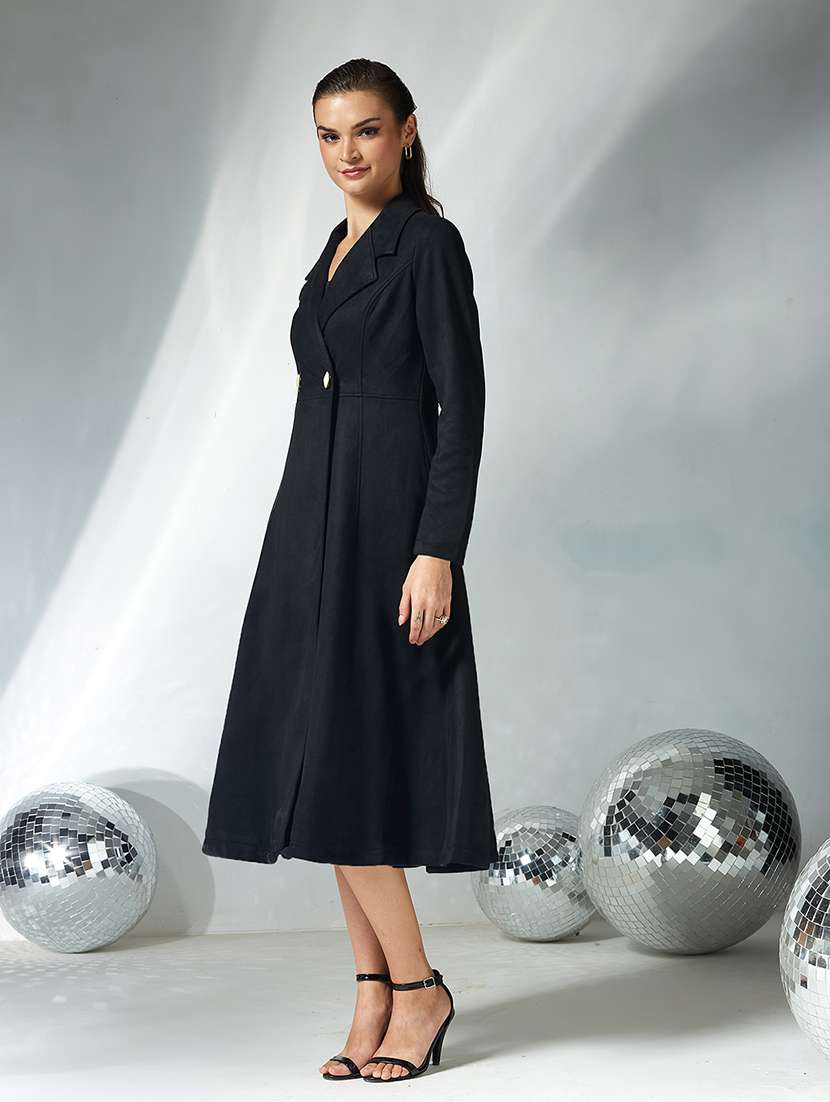 Women Solid Long Sleeves Trench Coat - 22719450 -  Standard Image - 3