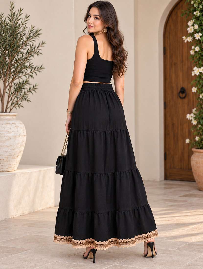 Women Embellished High Rise Tiered Skirt - 22719489 -  Standard Image - 3