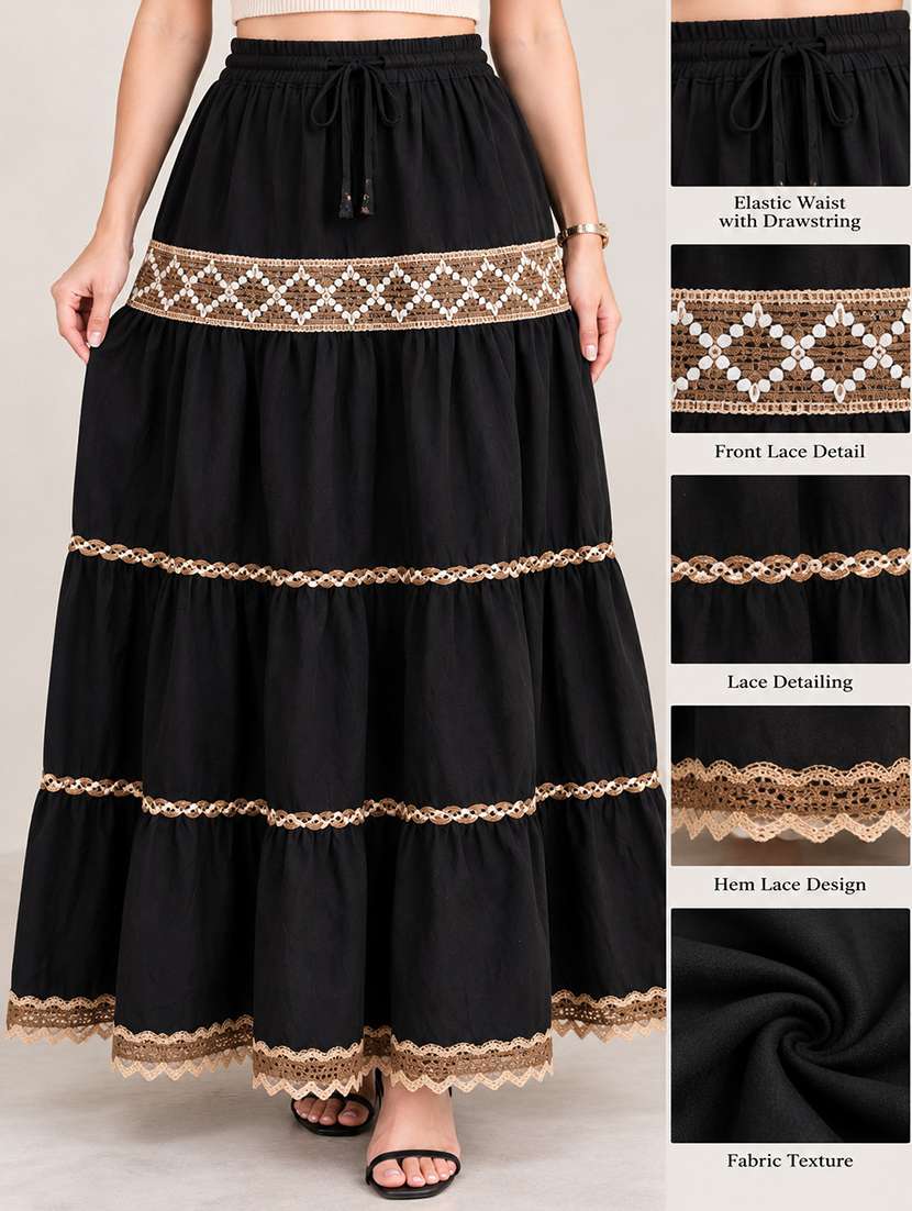 Women Embellished High Rise Tiered Skirt - 22719489 -  Standard Image - 5