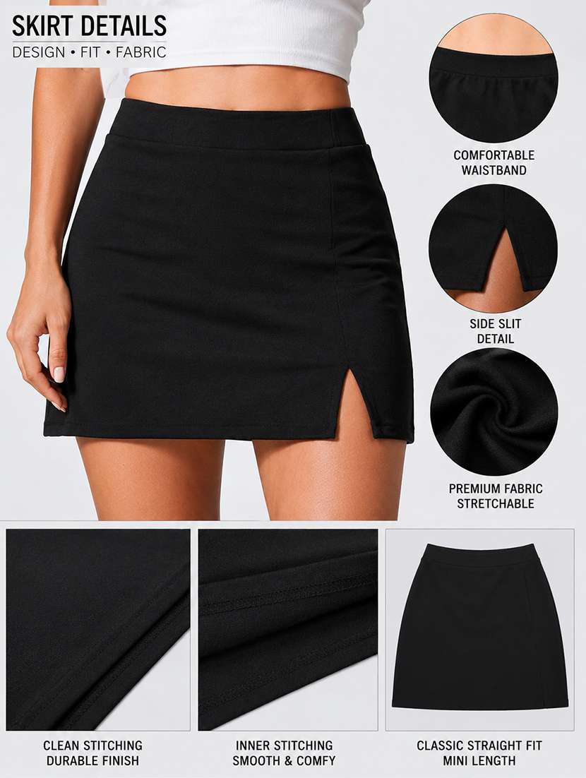 Women Solid Mid Rise Straight Skirt - 22719491 -  Standard Image - 5