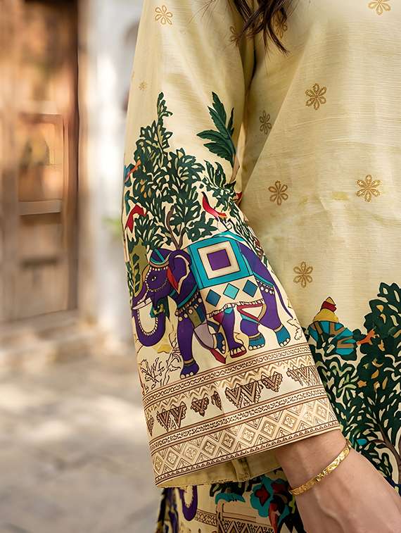 Women Printed Long Sleeves Straight Kurti - 22719504 -  Standard Image - 5
