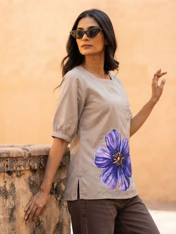 Women Printed Short Sleeves Straight Kurti - 22719516 -  Standard Image - 3