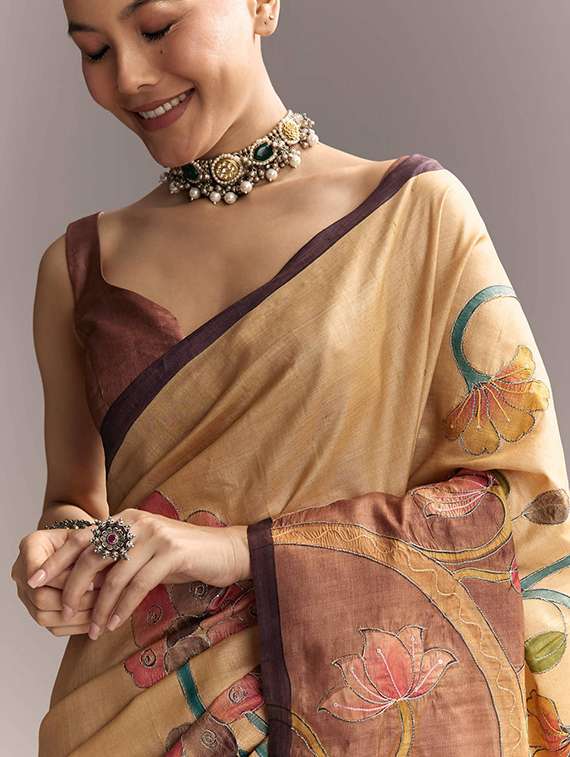 Women Printed Embroidered Saree With Blouse - 22719565 -  Standard Image - 5