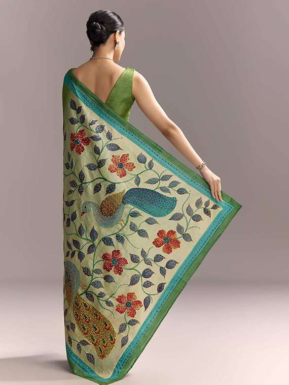 Women Printed Embroidered Saree With Blouse - 22719566 -  Standard Image - 3