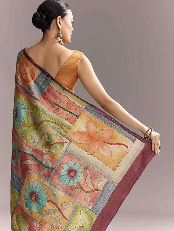 Women Printed Embroidered Saree With Blouse - 22719592 -  Standard Image - 5
