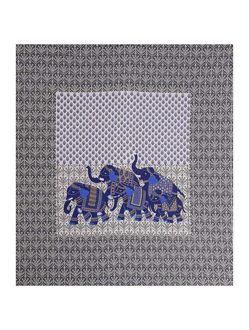 Cotton Printed Elephant Bedsheet Set With 2 Pillow Covers - 22719622 -  Standard Image - 3