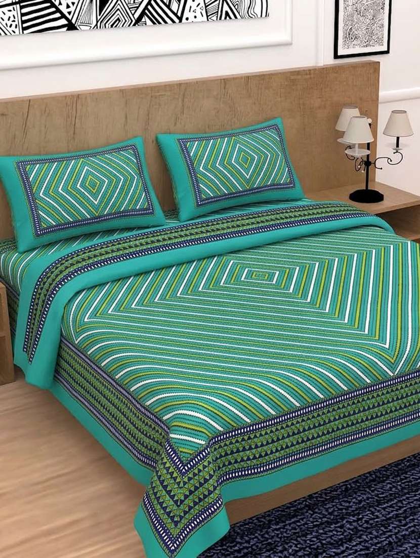cotton printed double bedsheet with pillow covers