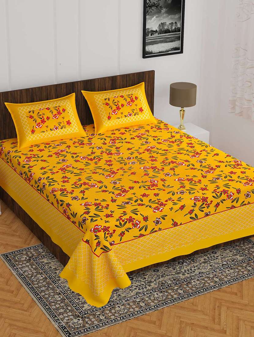 cotton floral jaipuri print bedsheet set