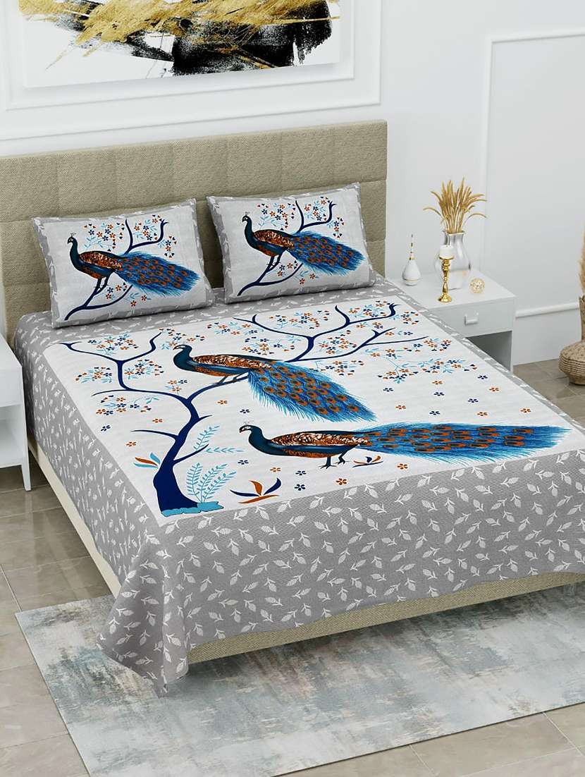 cotton printed bedsheet set with 2 pillow covers