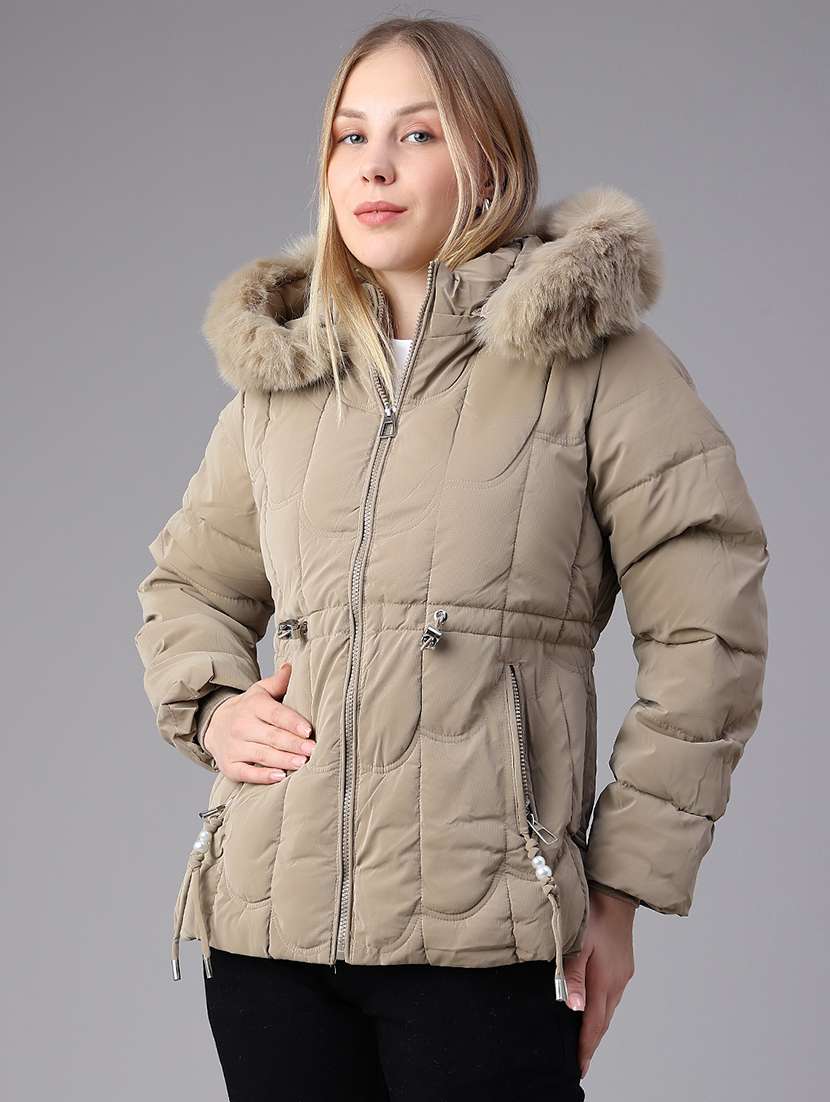 Women Solid Long Sleeves Hooded Puffer Jacket - 22719712 -  Standard Image - 3