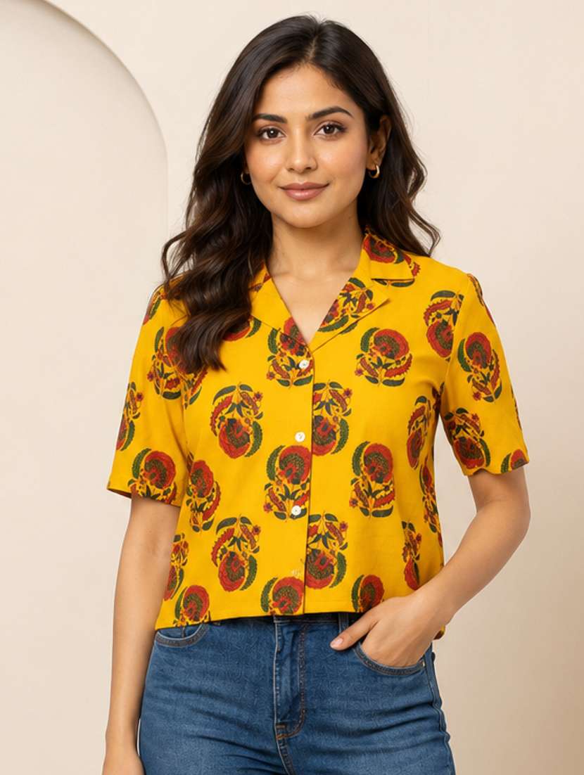 women printed short sleeves regular top