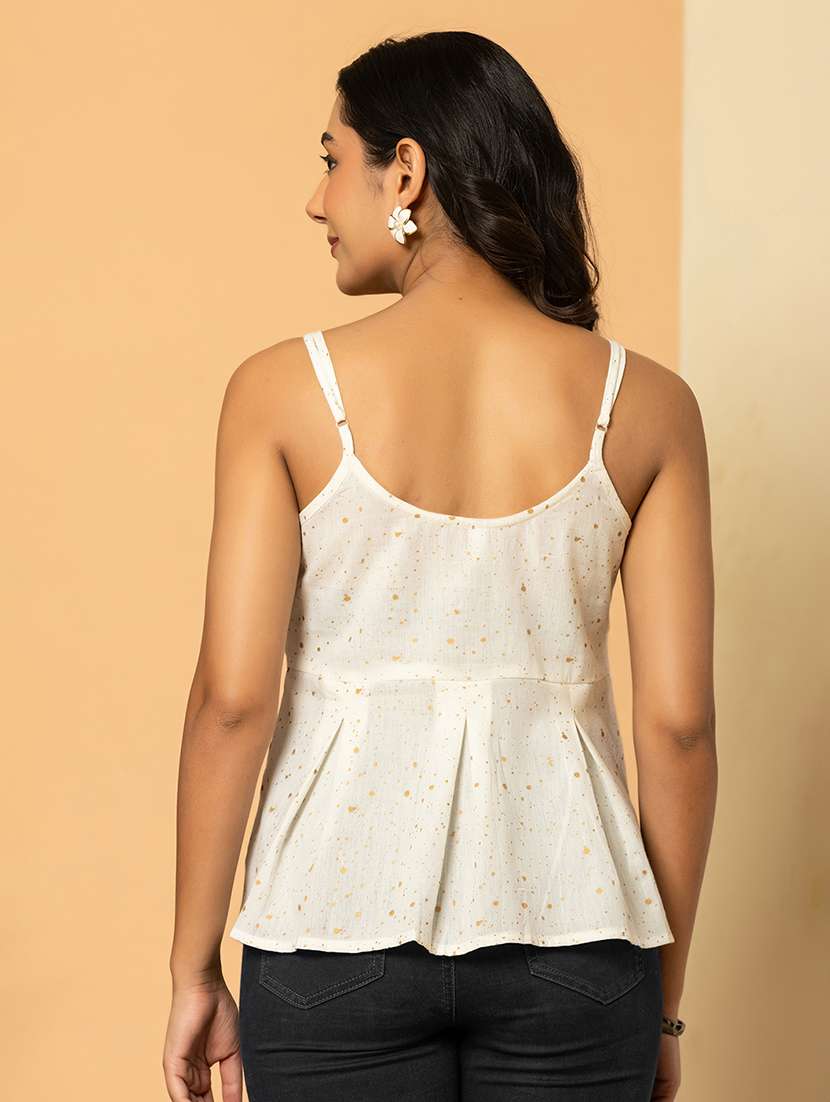 Women Printed Shoulder Strap Peplum Top - 22719791 -  Standard Image - 3