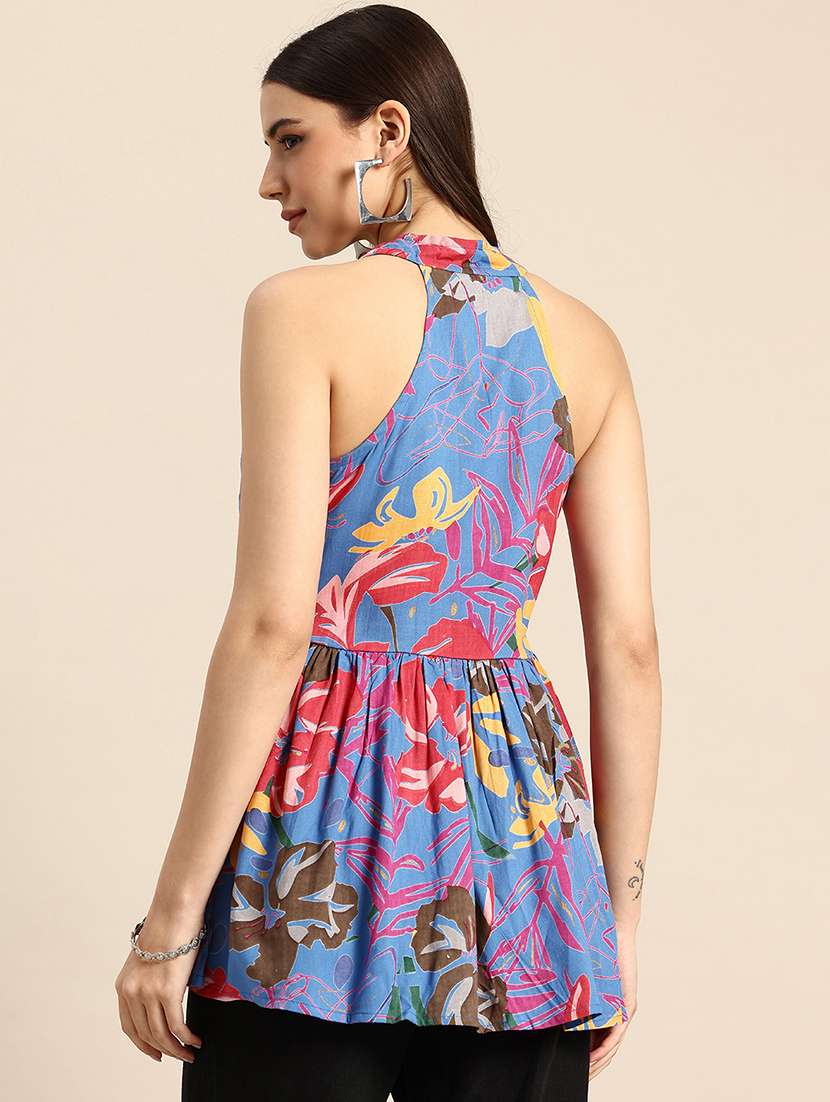 Women Printed Sleeveless Peplum Top - 22719802 -  Standard Image - 3