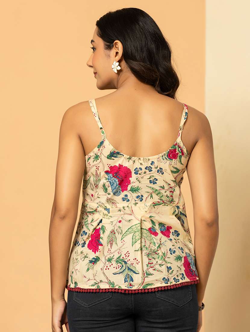 Women Printed Shoulder Strap Peplum Top - 22719803 -  Standard Image - 3