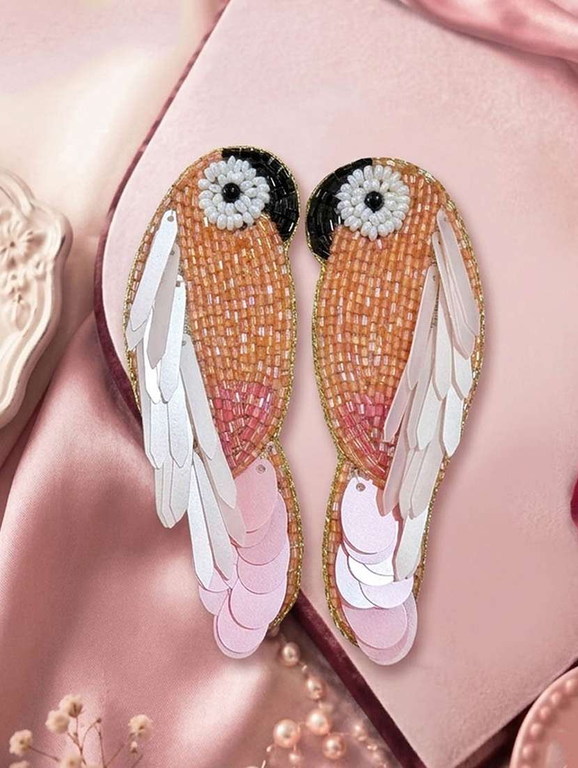 women multi coloured beaded drop earrings
