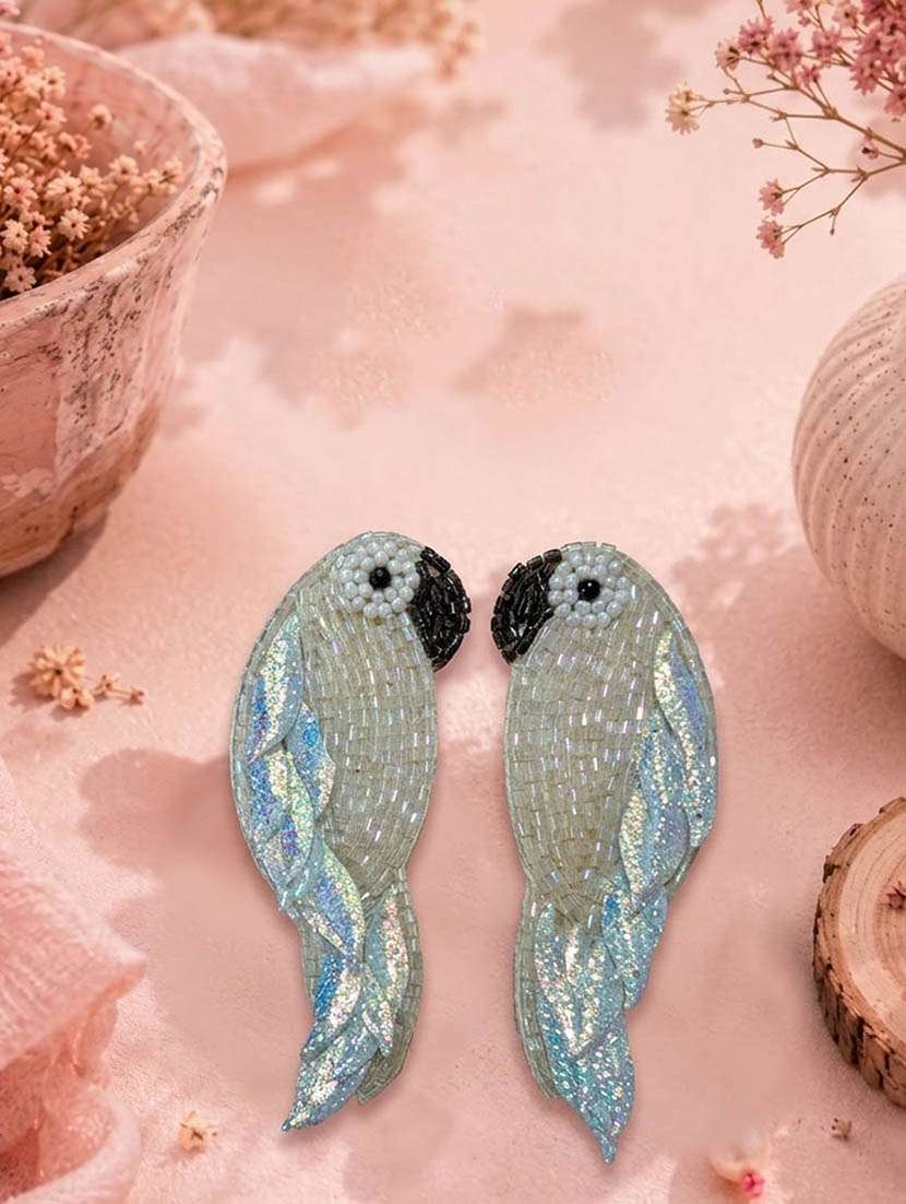 women multi coloured beaded drop earrings