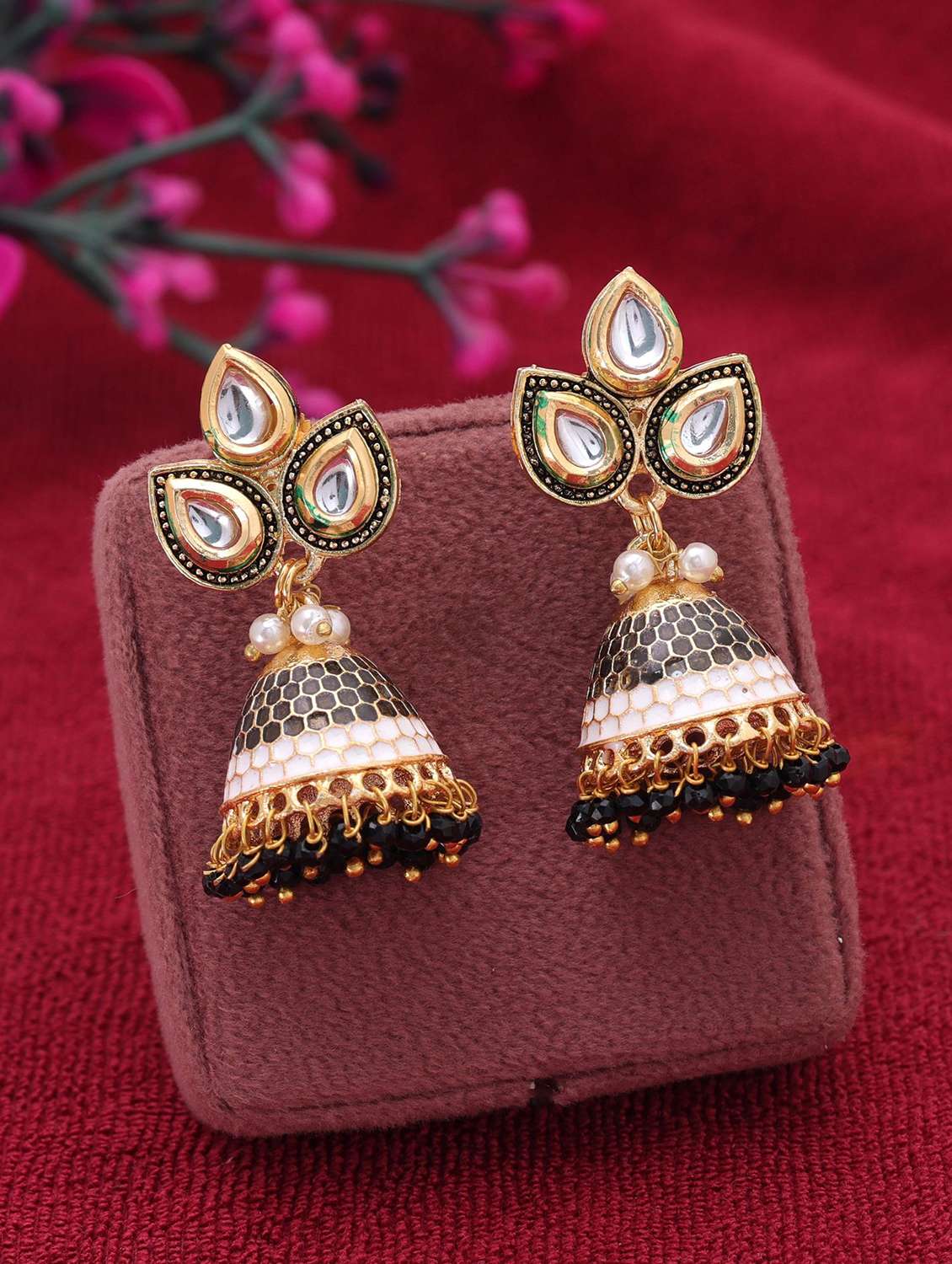women black meenakari jhumka 