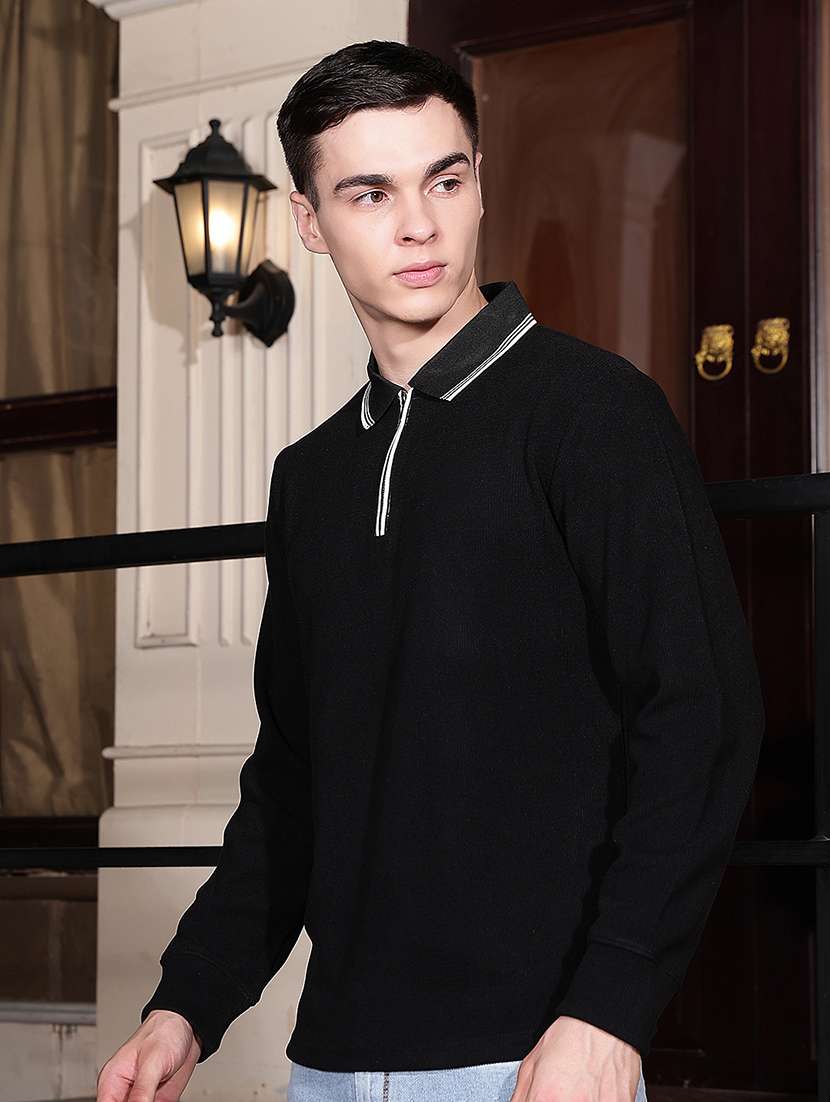 Men Solid Long Sleeves Polo T-shirt - 22720273 -  Standard Image - 3