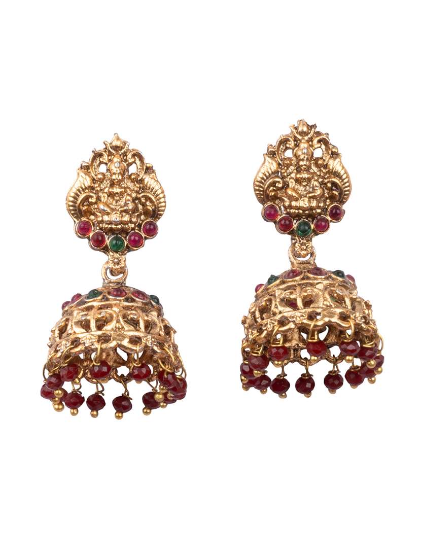 Temple Design Maroon Necklace Set For Women - 22720287 -  Standard Image - 3