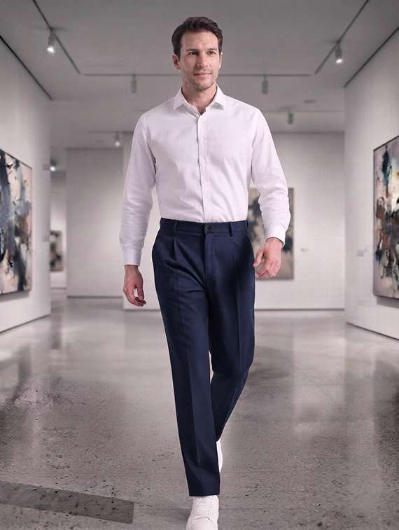 Men Solid Mid Rise Regular Fit Formal Trouser - 22720520 -  Standard Image - 3