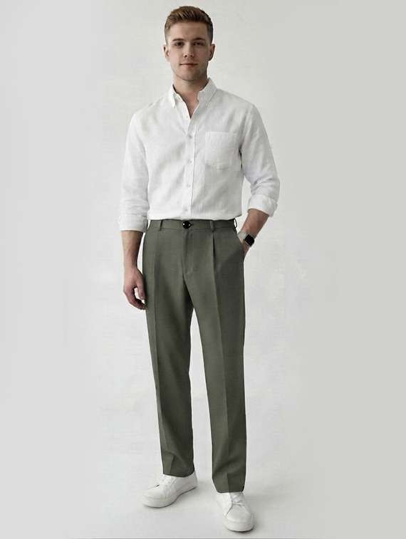 Men Solid Mid Rise Regular Fit Formal Trouser - 22720528 -  Standard Image - 3