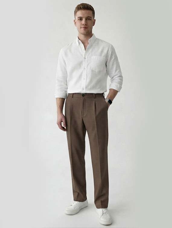 Men Solid Mid Rise Regular Fit Formal Trouser - 22720530 -  Standard Image - 3