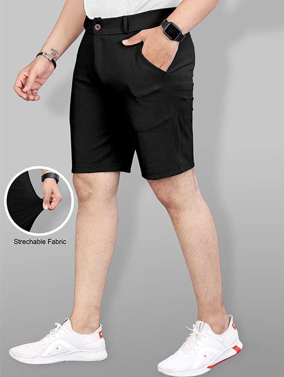 Men Solid Mid Rise Regular Fit Shorts - 22720531 -  Standard Image - 3