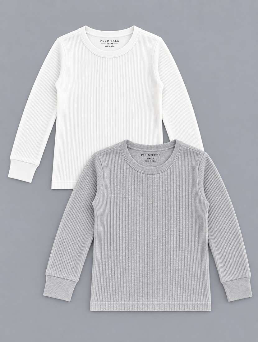 boys pack of 2 solid long sleeves thermal