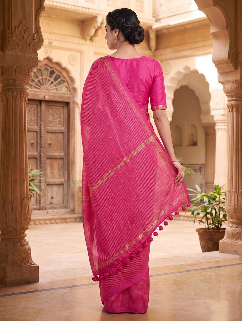 Women Self Design Handloom Saree With Blouse - 22720717 -  Standard Image - 3