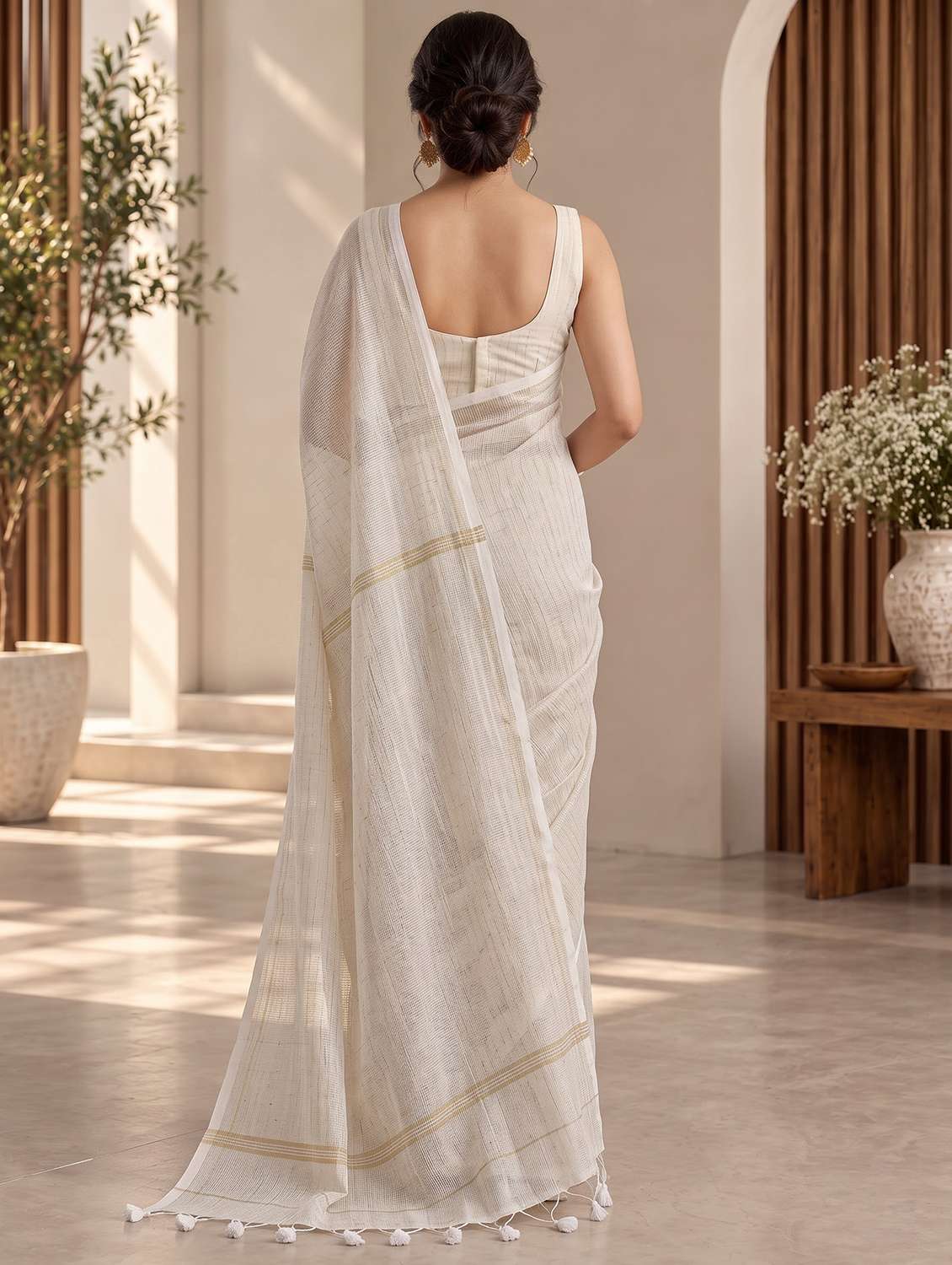 Women Self Design Handloom Saree With Blouse - 22720719 -  Standard Image - 3