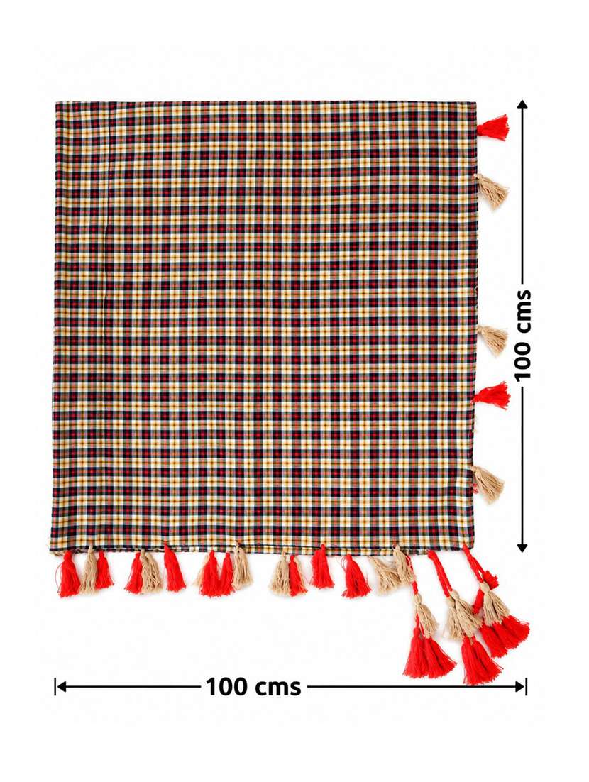 Women Checkered Scarf With Tassels - 22720991 -  Standard Image - 5