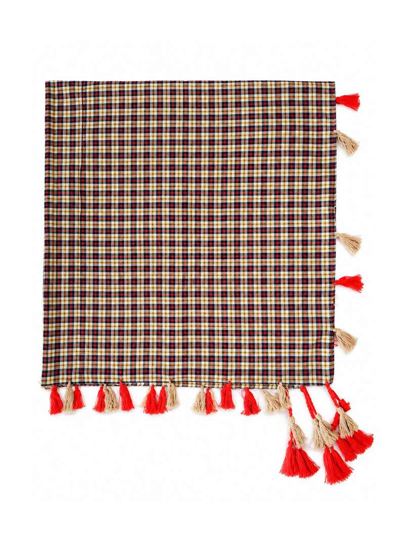 Women Pack Of 5 Checkered Scarf With Tassels - 22720995 -  Standard Image - 5
