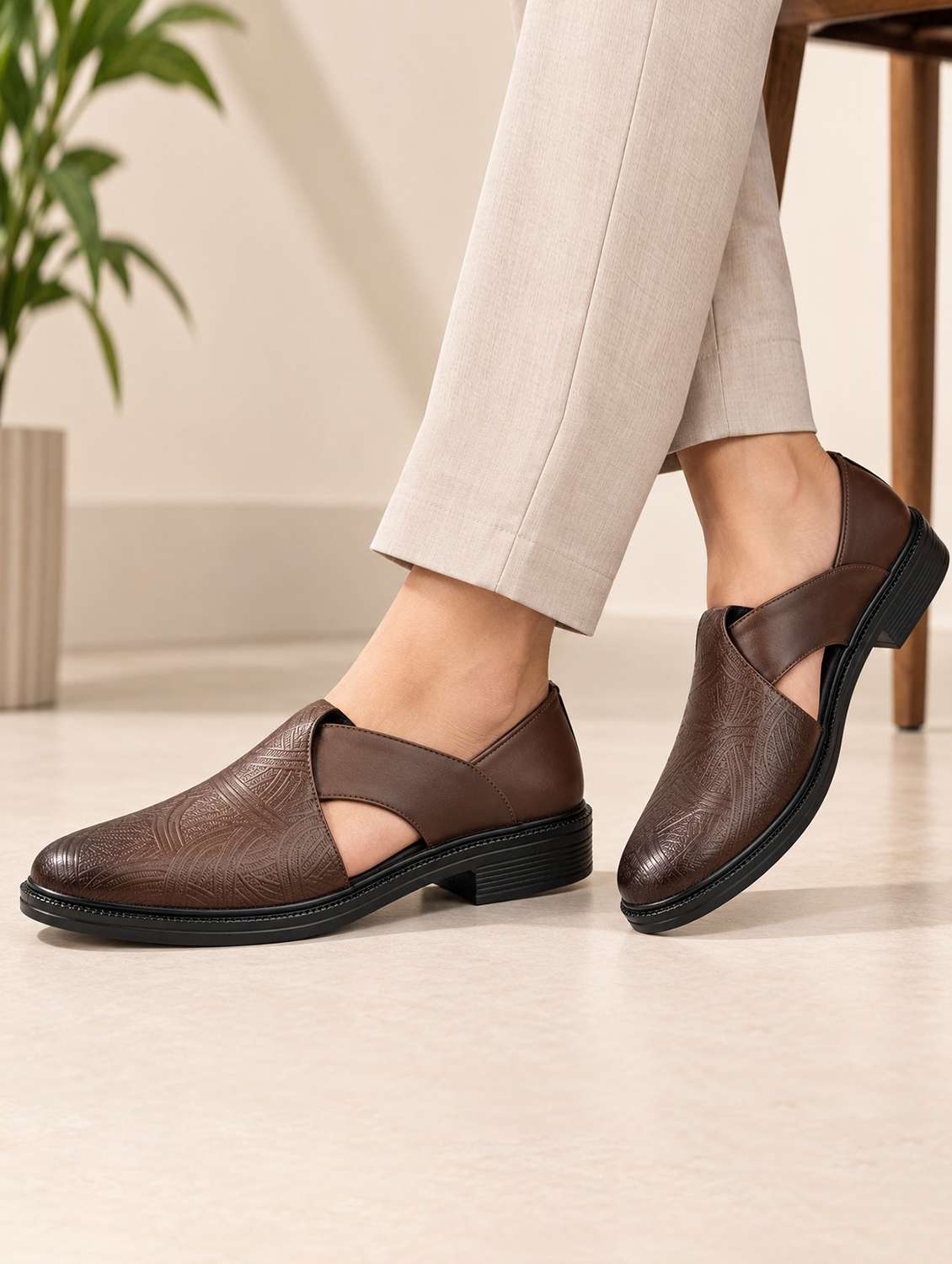 Men Textured Slip On Sandal - 22721005 -  Standard Image - 3