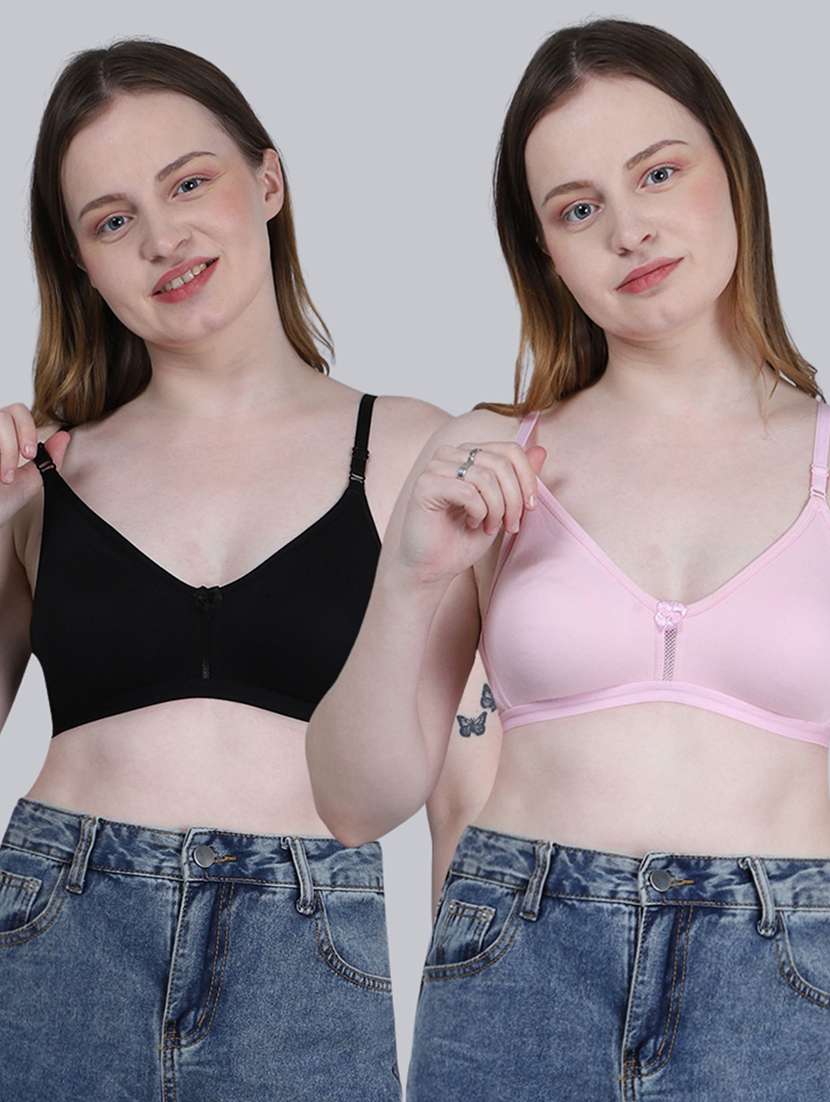 women pack of 2 solid full coverage regular bra