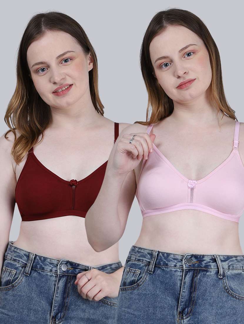 women pack of 2 solid full coverage regular bra