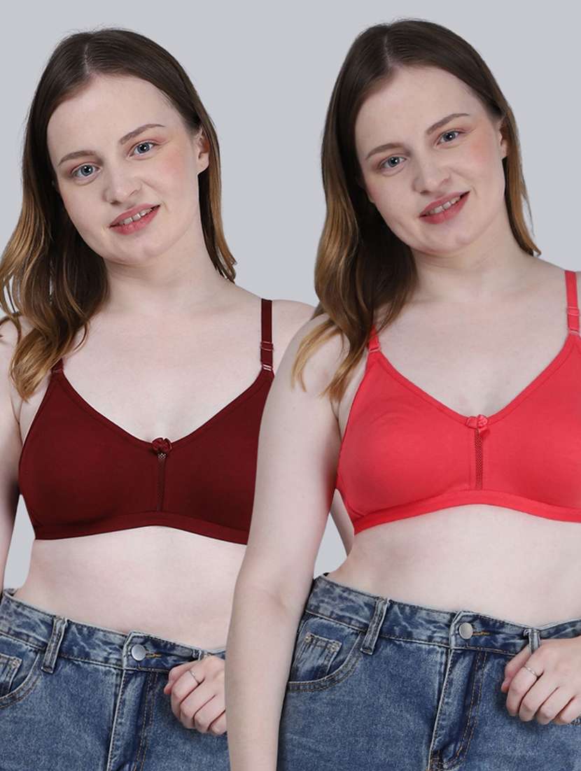 women pack of 2 solid full coverage regular bra