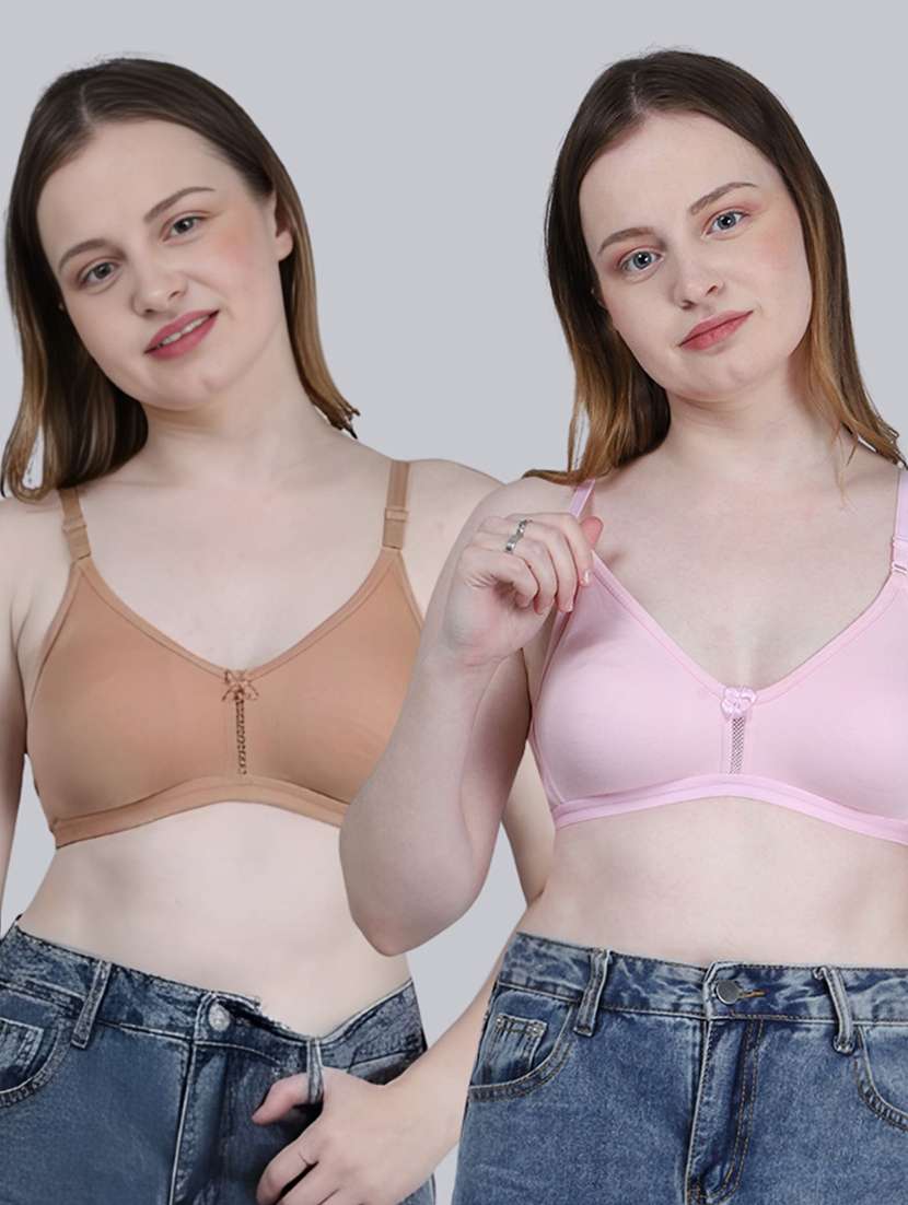 women pack of 2 solid full coverage regular bra