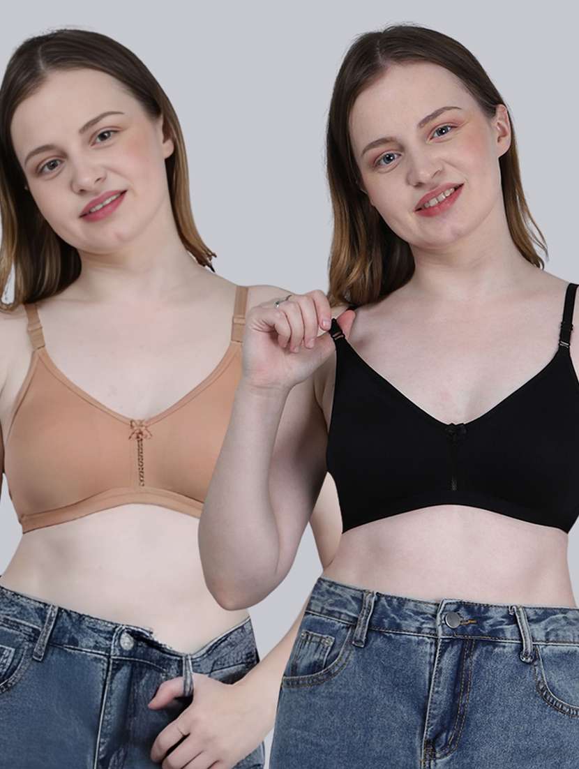 women pack of 2 solid full coverage regular bra